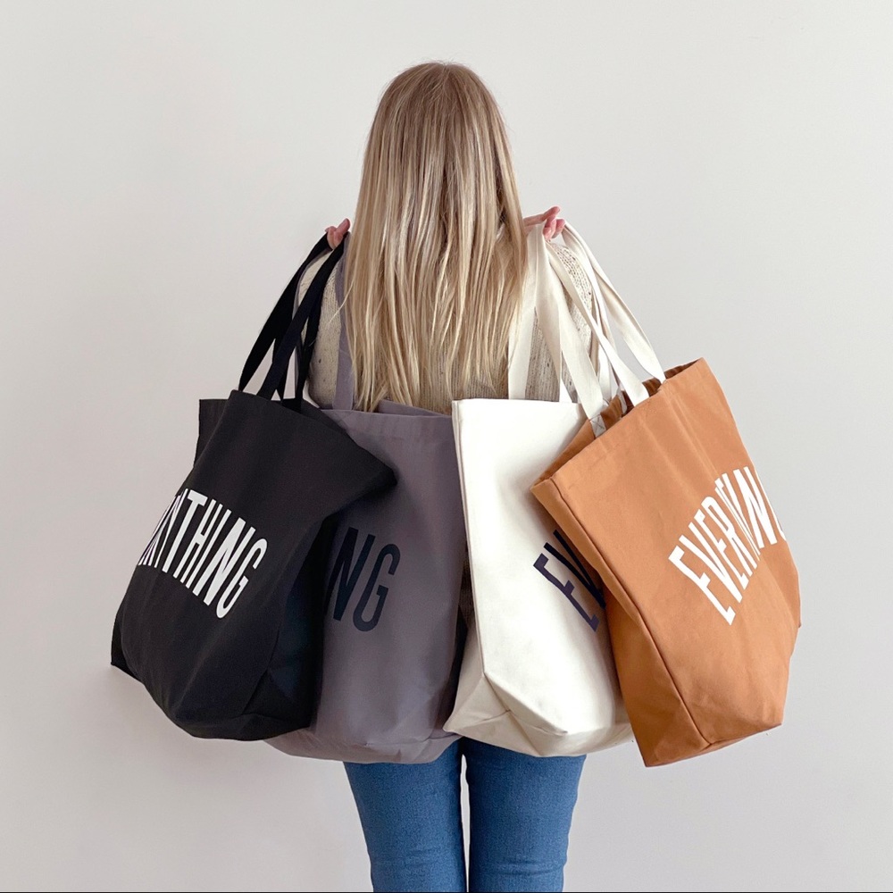 Extra large everything canvas tote bag.